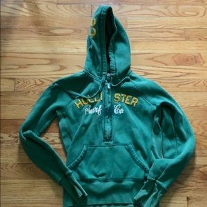 Hollister light green hoodie, half-zip.